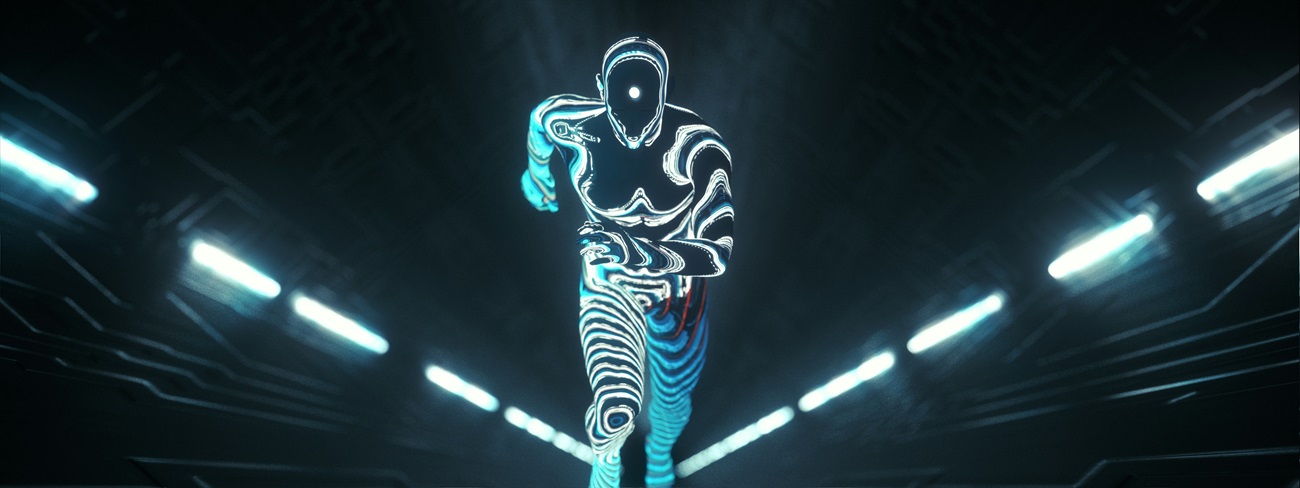 a person running in a tunnel