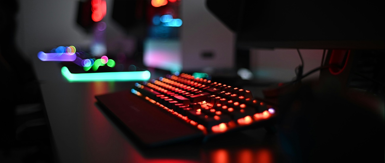 a keyboard with colorful lights