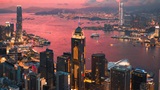 view of hong kong city under sunrise