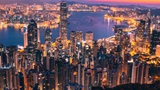 view of Hong Kong under sunset