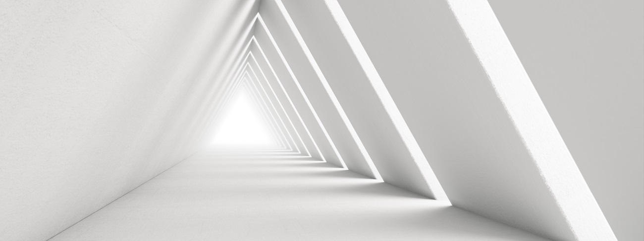 a white room with triangular shapes