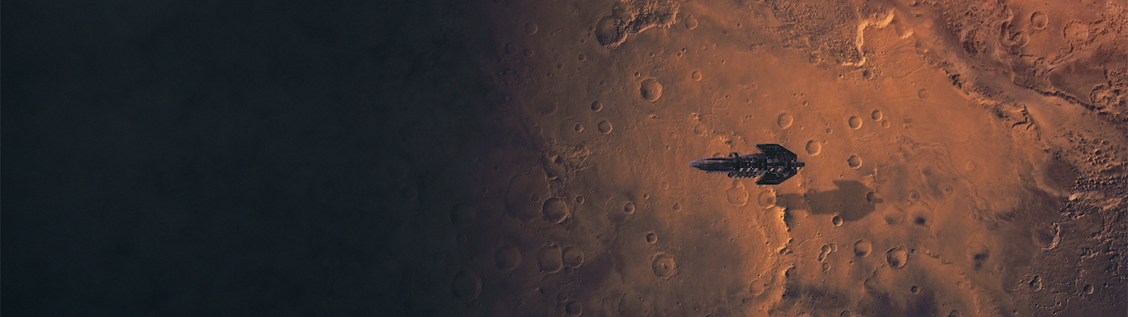 a space ship on the surface of Mars