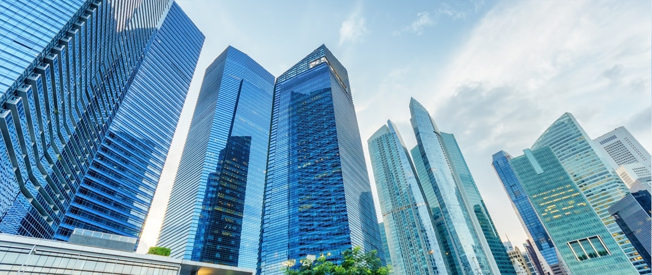 Singapore front view buildings